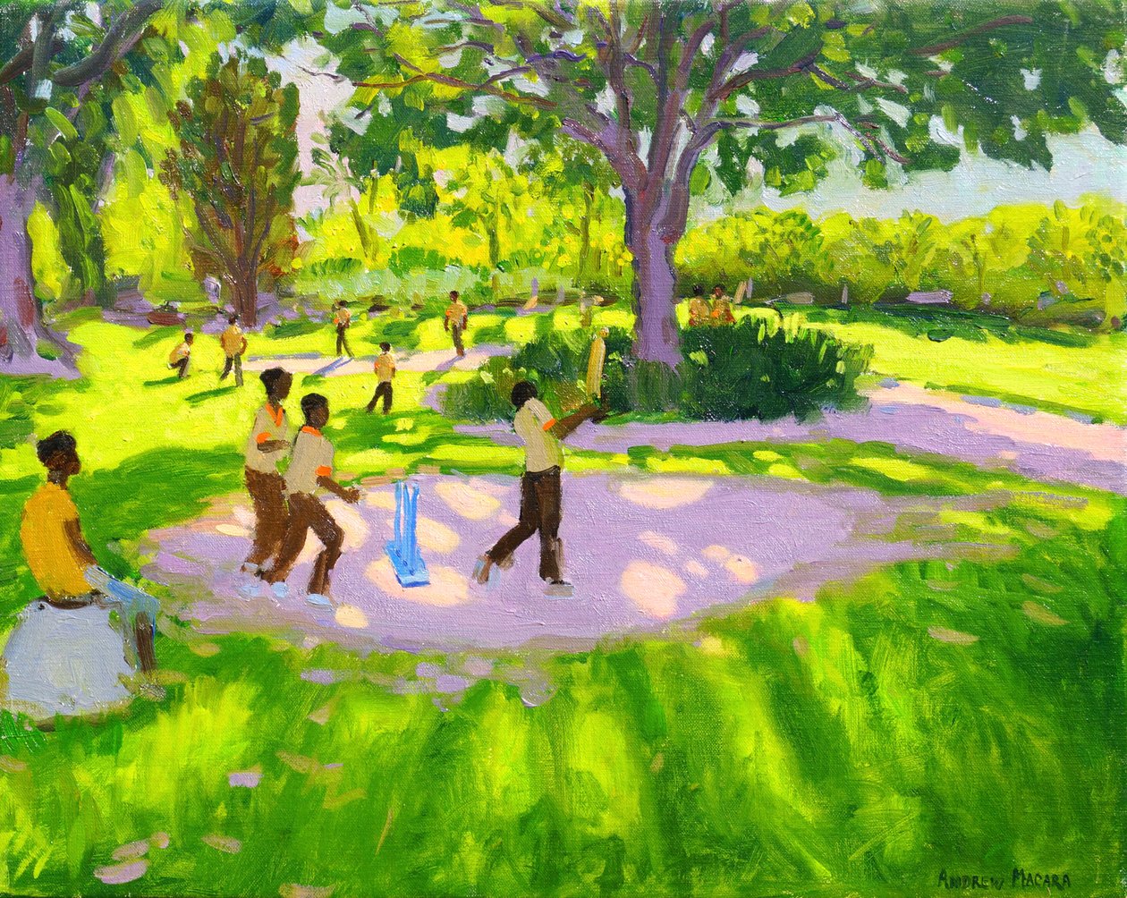 Crickettrening, botanisk hage, Dominica, Grenadinene, Vestindia, av Andrew Macara