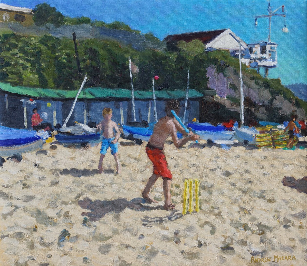 Cricket og gule stubber, Abersoch av Andrew Macara
