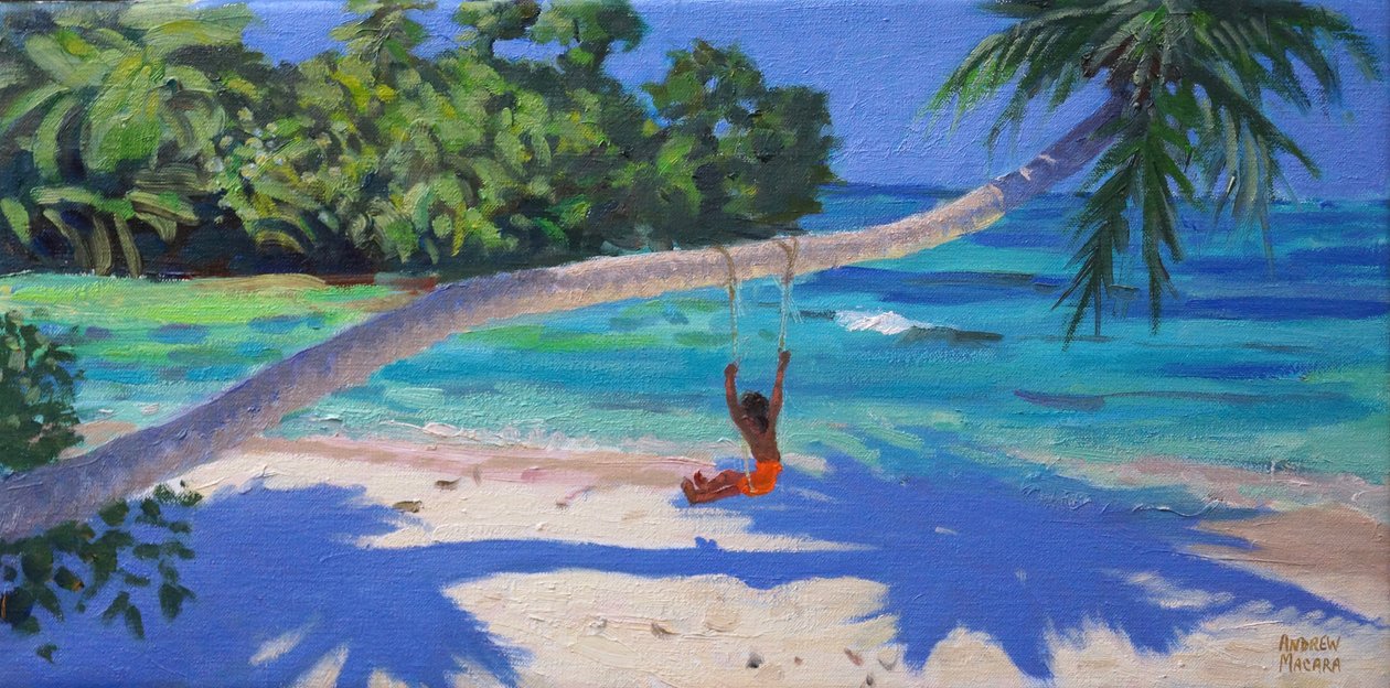Jente på en huske, Seychellene, 2015, av Andrew Macara