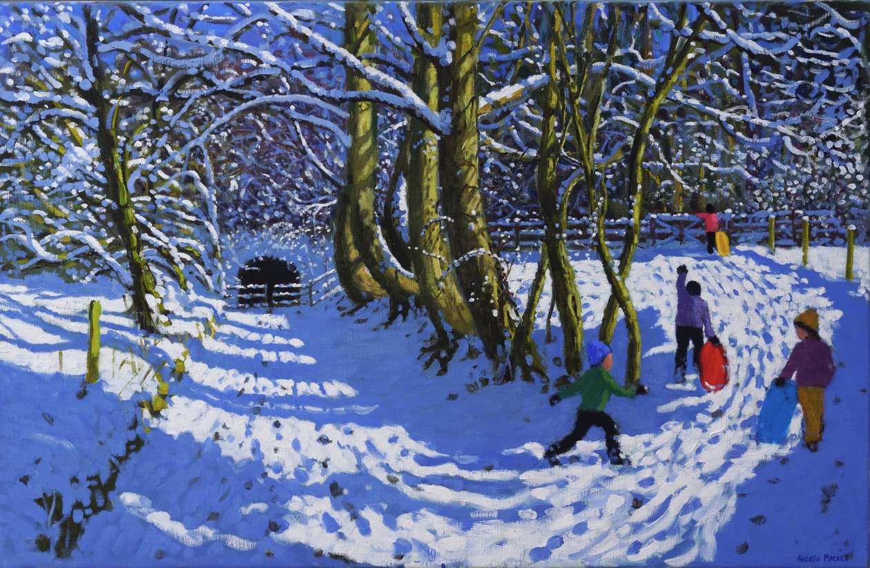 Gå aking, Calke Abbey, 2021 (olje på lerret) av Andrew Macara
