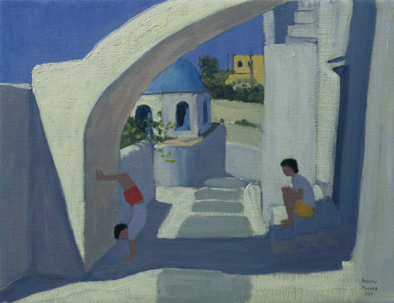 Håndstand, Santorini av Andrew Macara