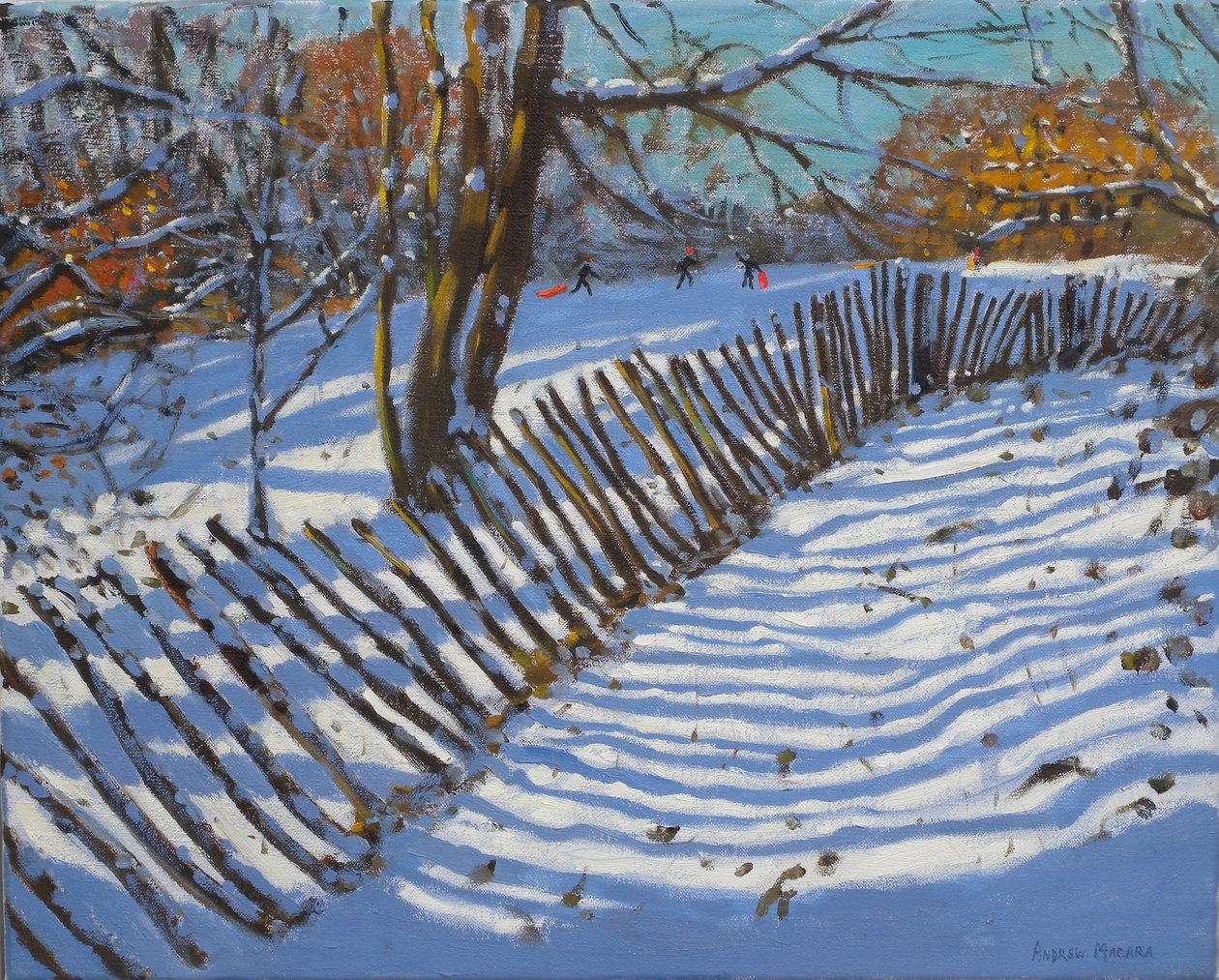 Leaning Fence, 2011 (olje på lerret) av Andrew Macara
