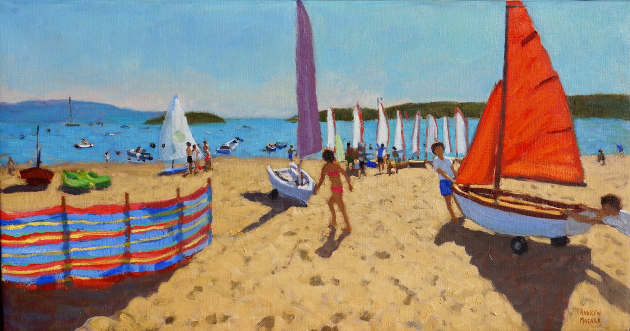 Skyver ut båten, Abersoch, 2016, av Andrew Macara