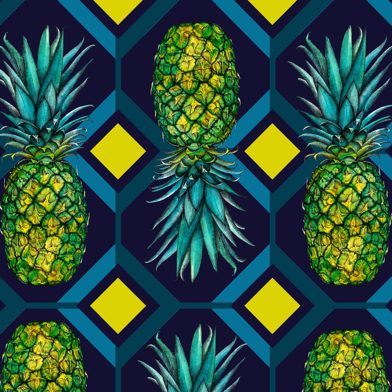 Ananas geometrisk flis, 2018 av Andrew Watson