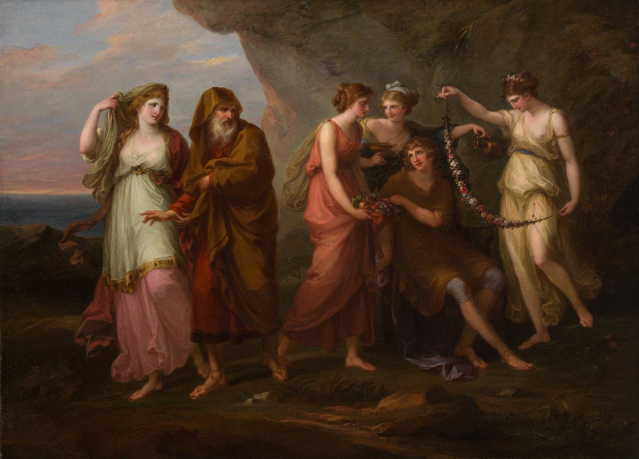 Telemachus and the Nymphs of Calypso, 1782. av Angelica Kauffman