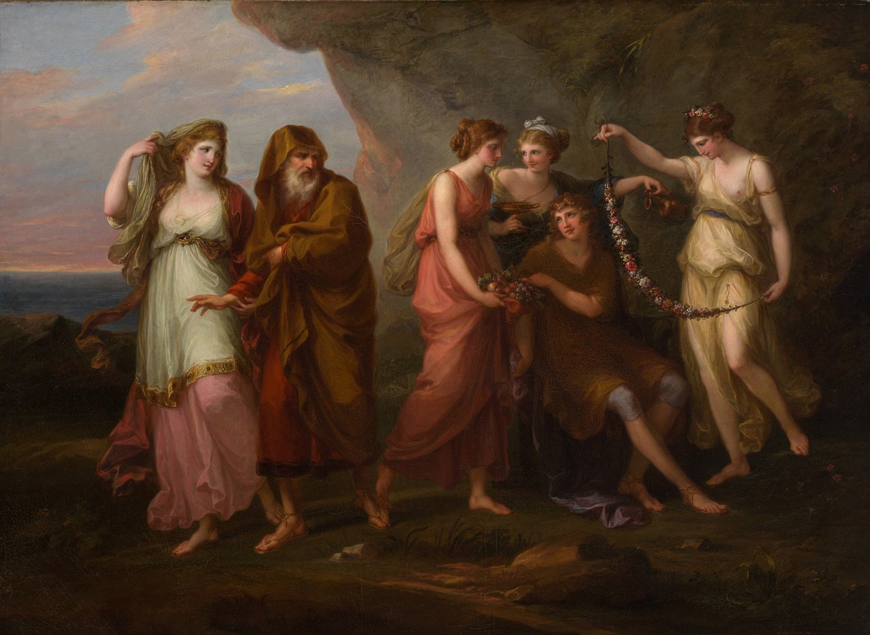 Telemachus and the Nymphs of Calypso, 1782 av Angelica Kauffmann