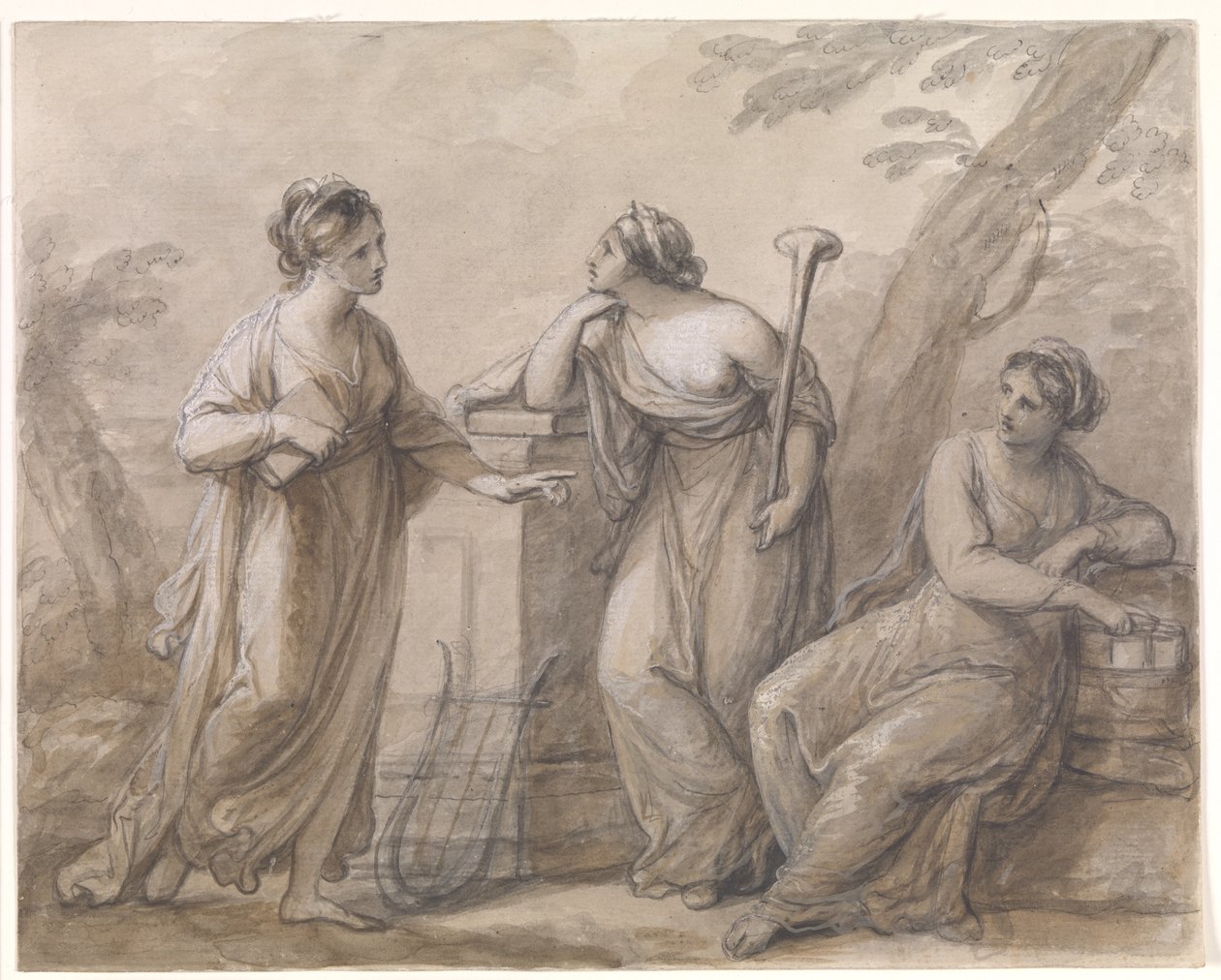 Tre muser i samtale av Angelica Kauffmann
