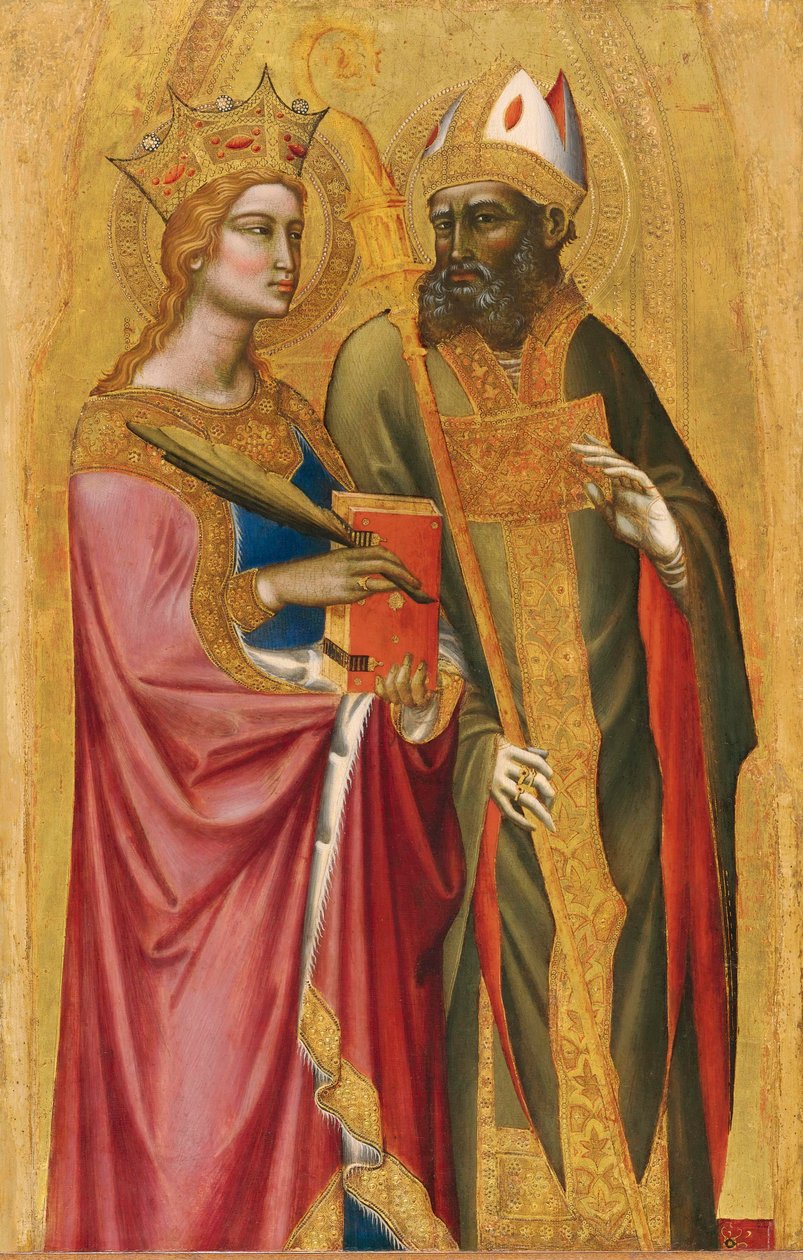 Saint Catherine og en biskopshelgen av Angelo di Puccinelli