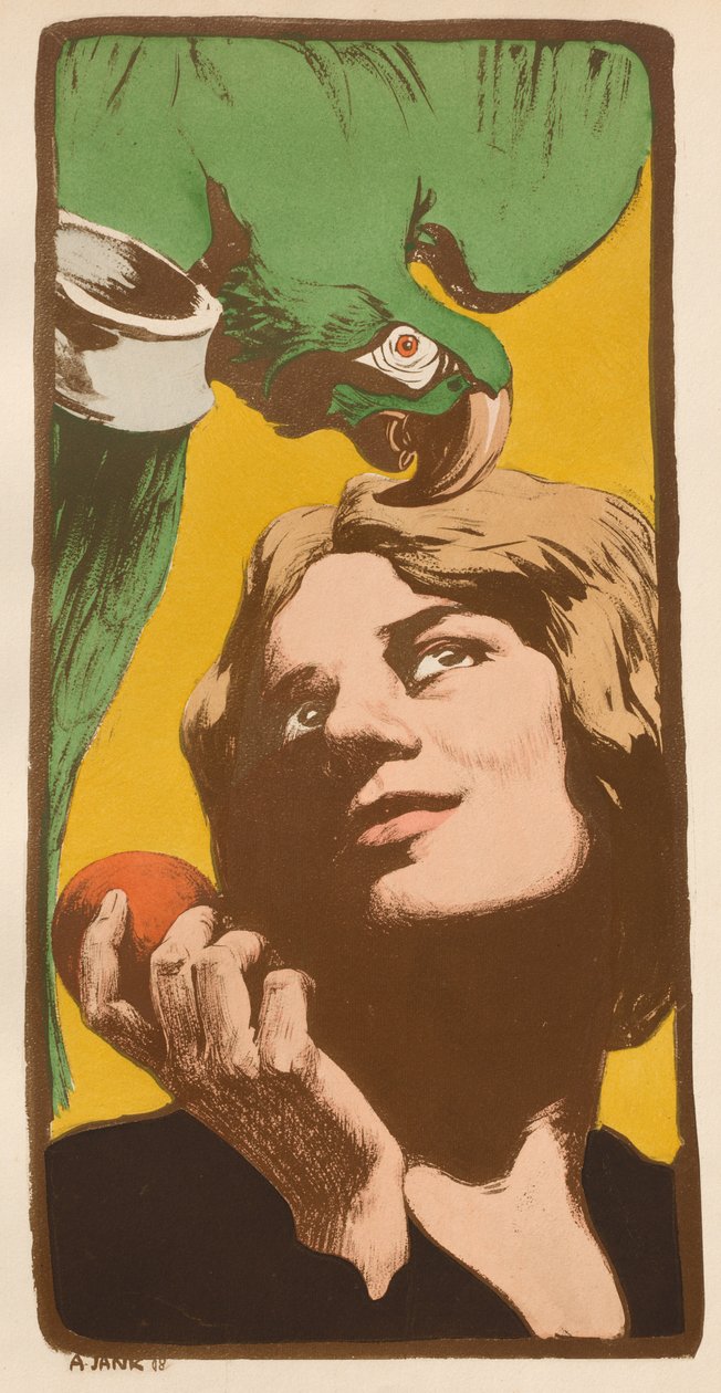 Kvinnen med en papegøye, 1898. av Angelo Jank