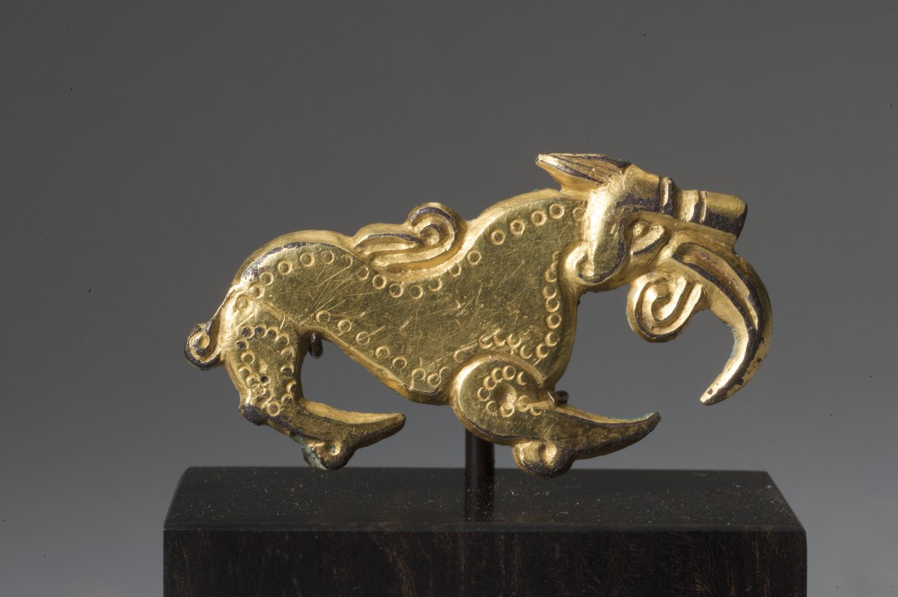 Zoomorfisk beltetilpasning (forgylt bronse) av Anglo Saxon