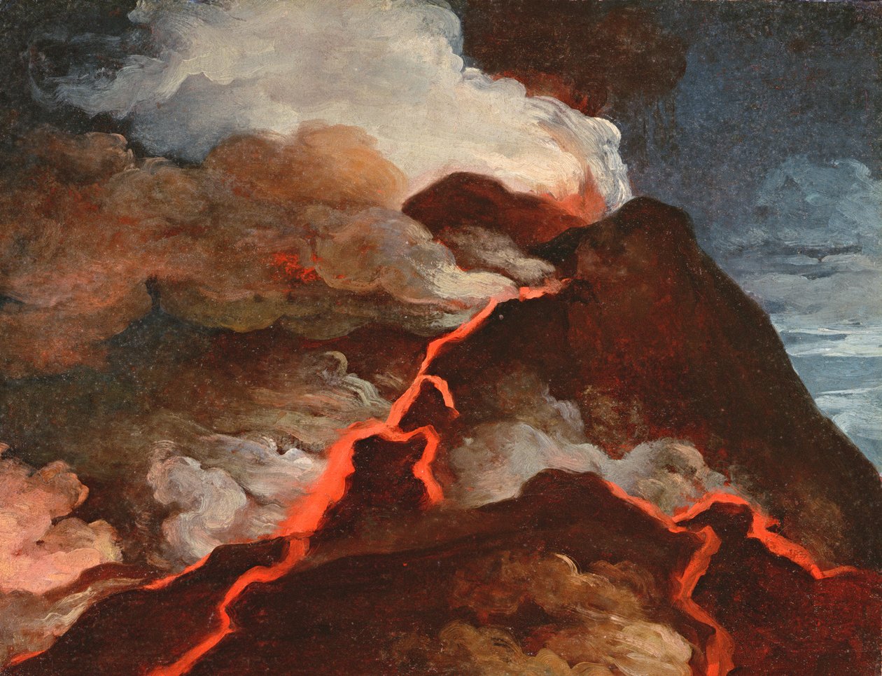 Vesuv i utbrudd, 1772 (olje på papir) av Anicet Charles Lemonnier
