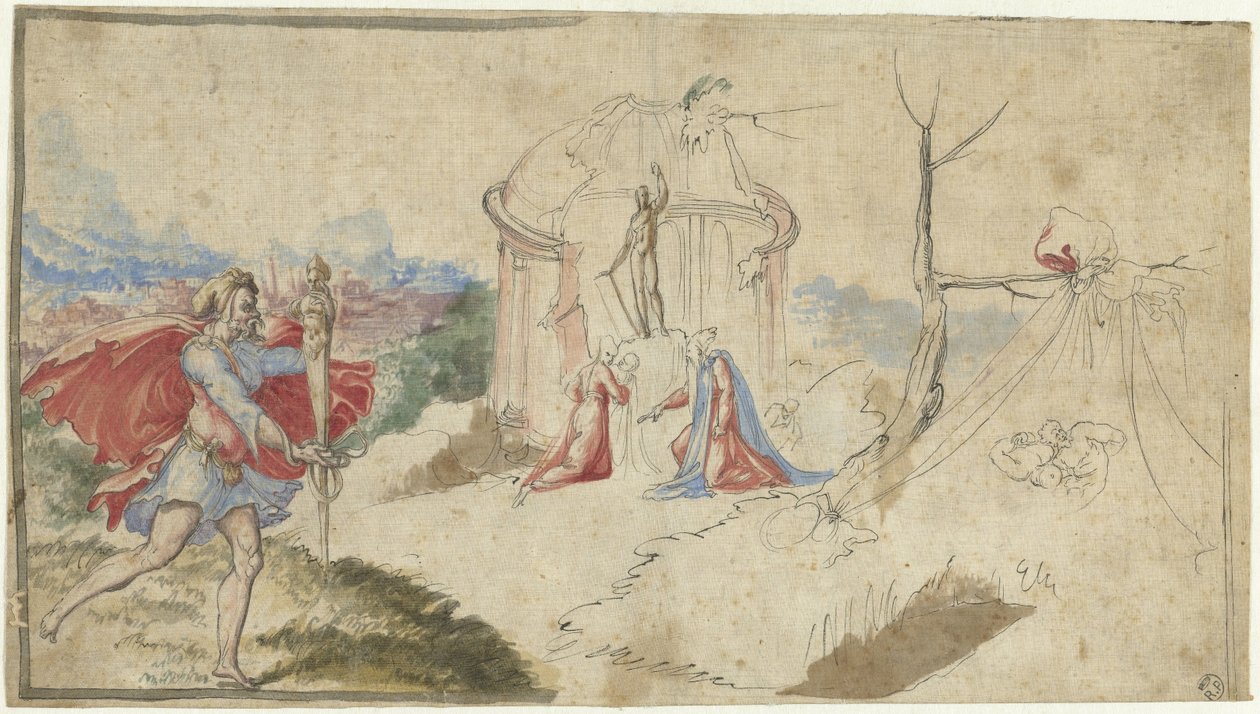 Mytologisk scene (Aeneas flykter fra Troja?) av Aniello Redita