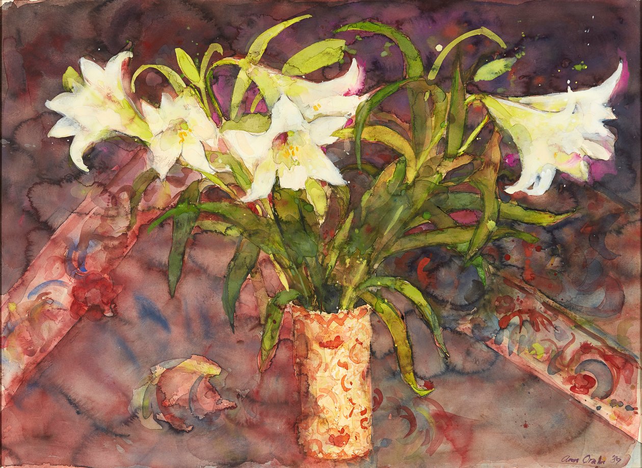 Lillies (akvarell) av Ann Oram