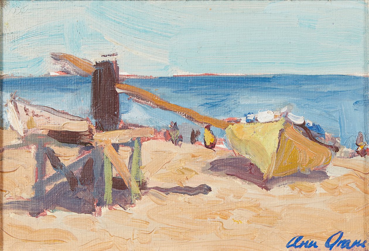 The Beach, La Linea (olje på lerret) av Ann Oram