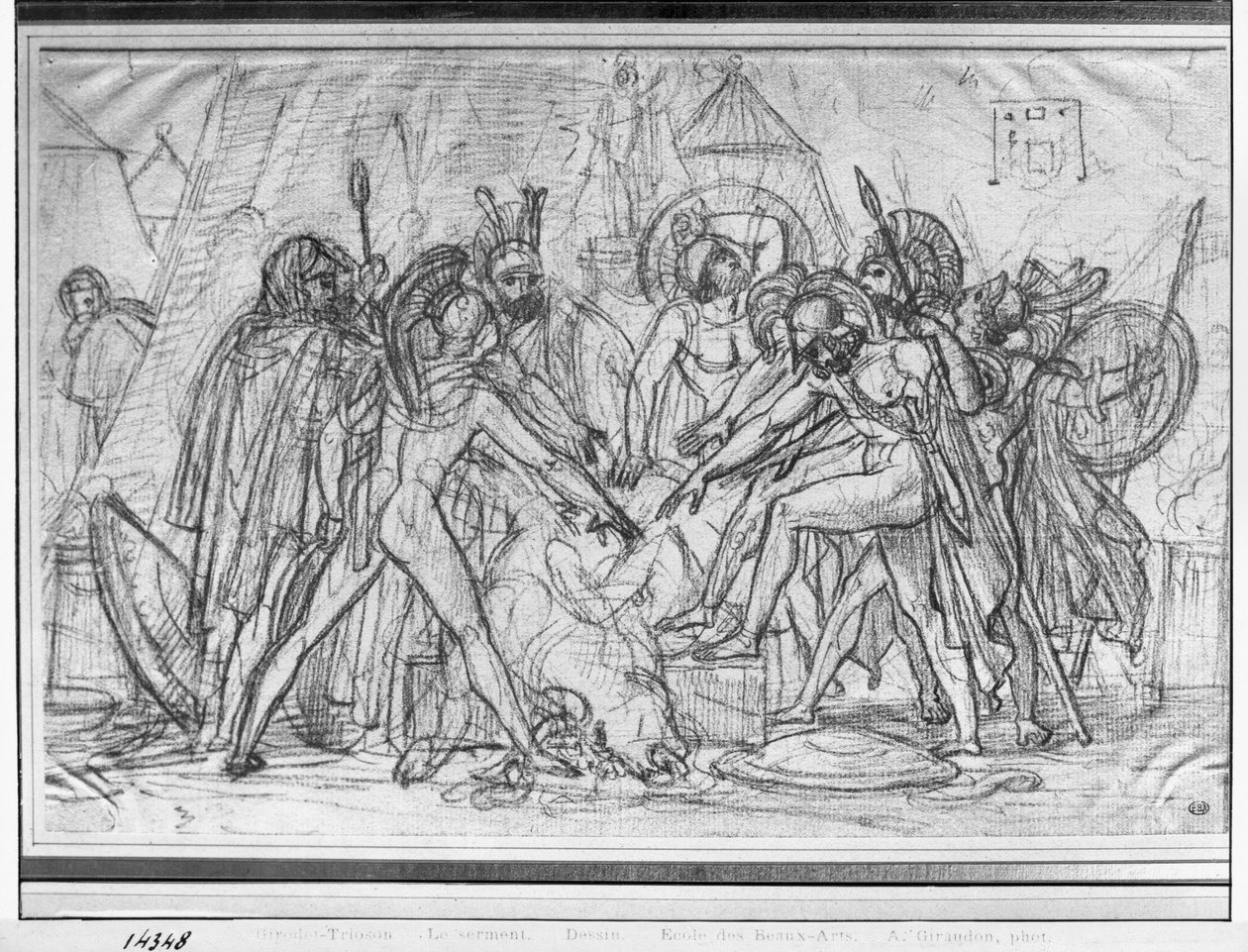 Syv høvdinger avla en ed foran Theben (grafittblyant på papir) av Anne Louis Girodet de Roucy Trioson