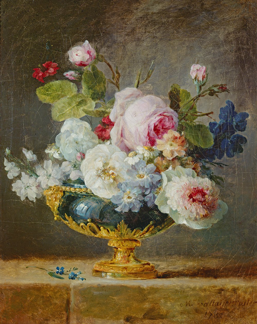 Blomster i en blå vase, 1782 av Anne Vallayer Coster