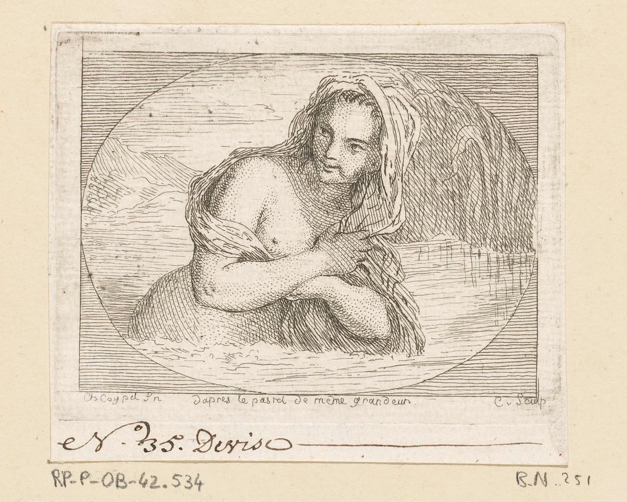 Kvinne som bader i en elv av Anne Claude Philippe Caylus