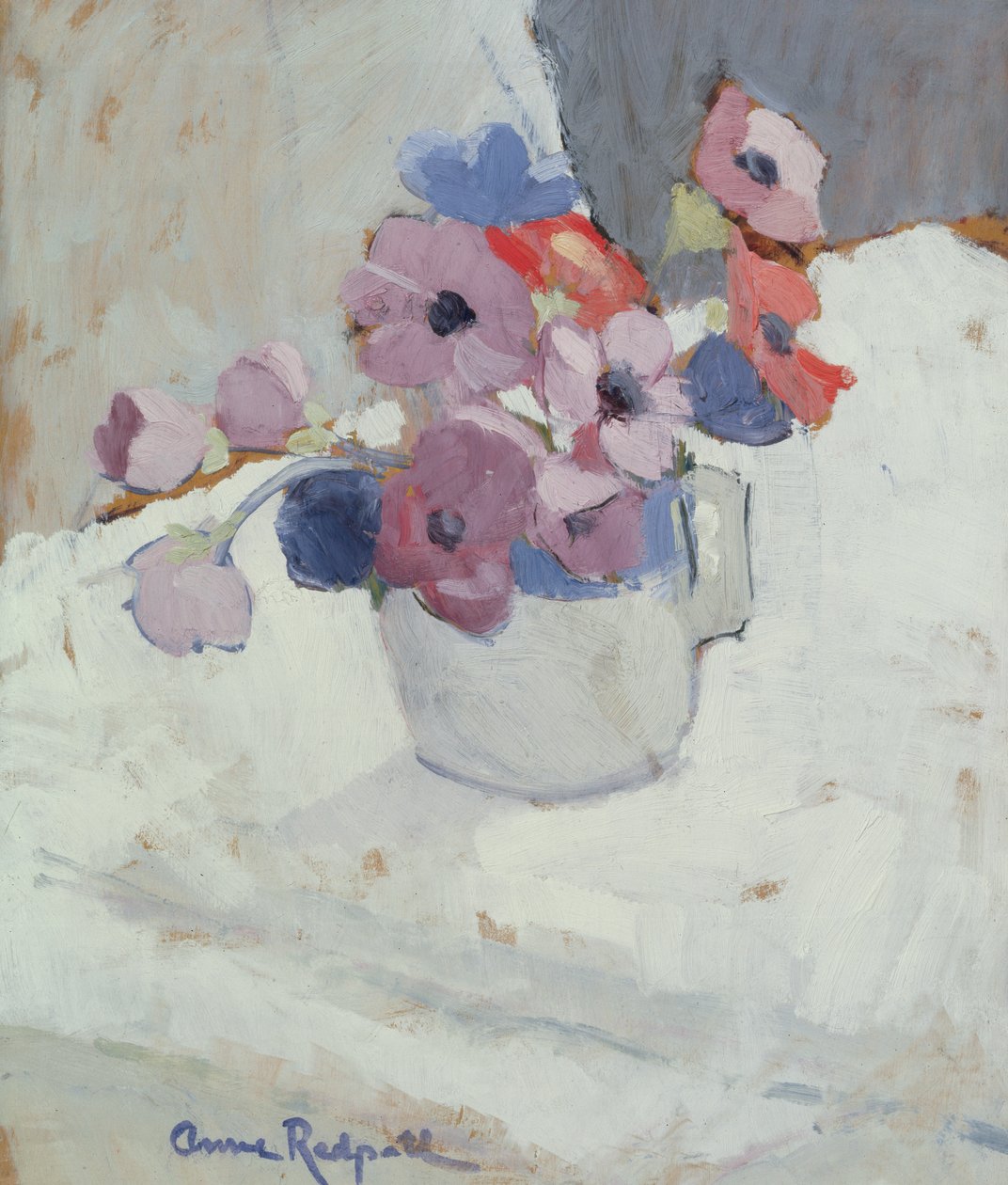 Anemoner, ca. 1940 (olje på panel) av Anne Redpath