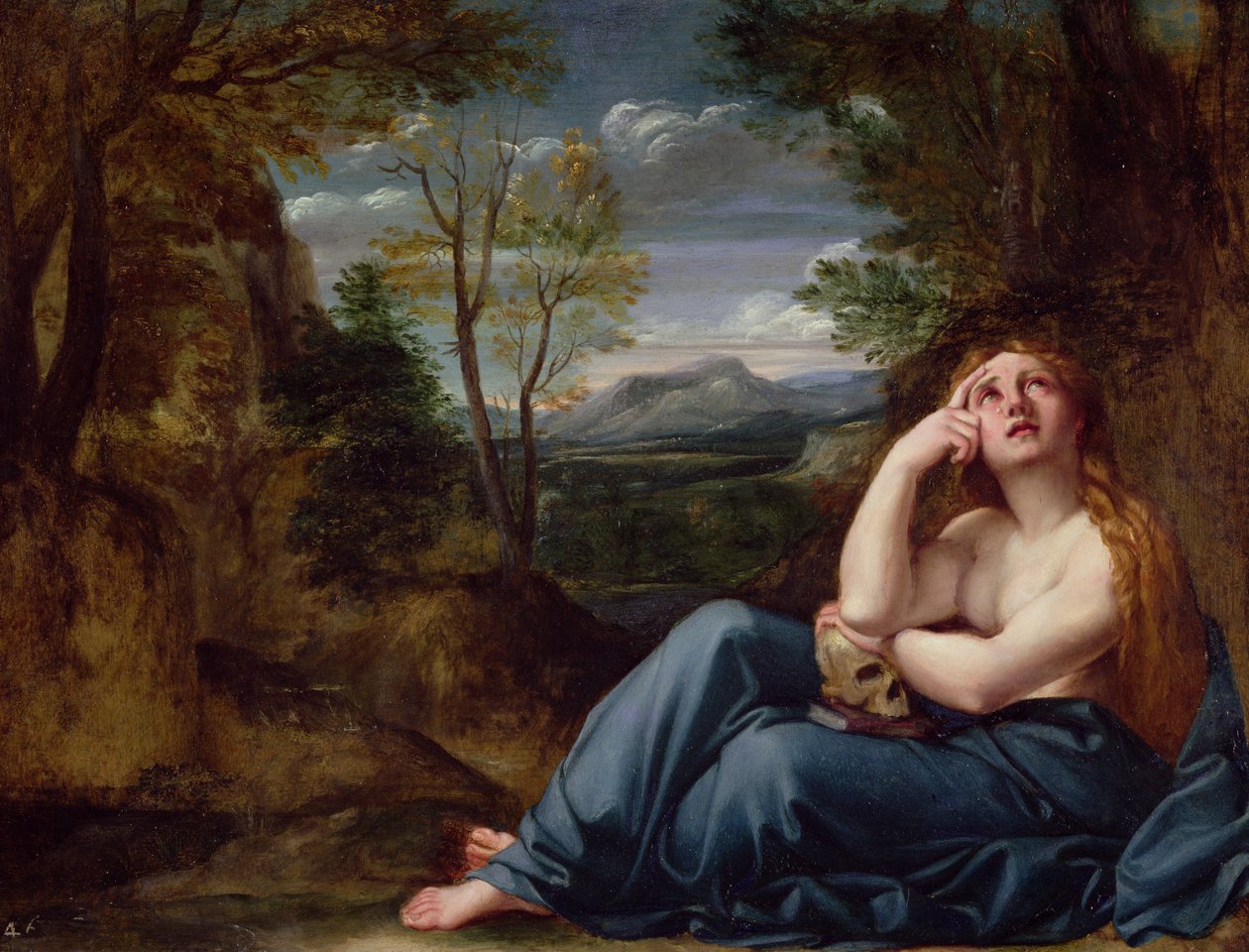 Mary Magdalene in a Landscape, ca. 1599 (olje på kobber) av Annibale Carracci