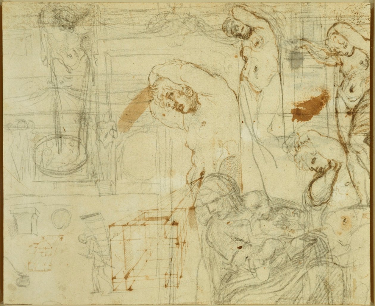 Studier av dekorasjoner for Farnese Gallery av Annibale Carracci