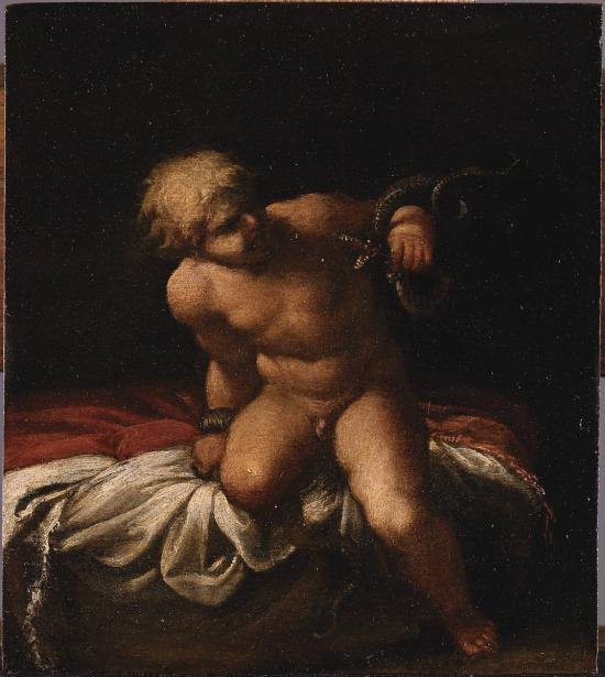 Infant Hercules Strangling Serpents av Annibale Carracci
