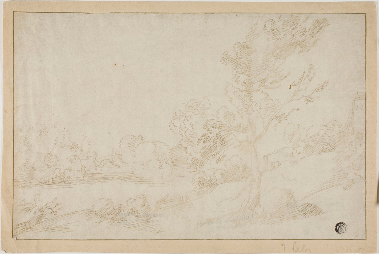 Landskap med elvebredd av Annibale Carracci