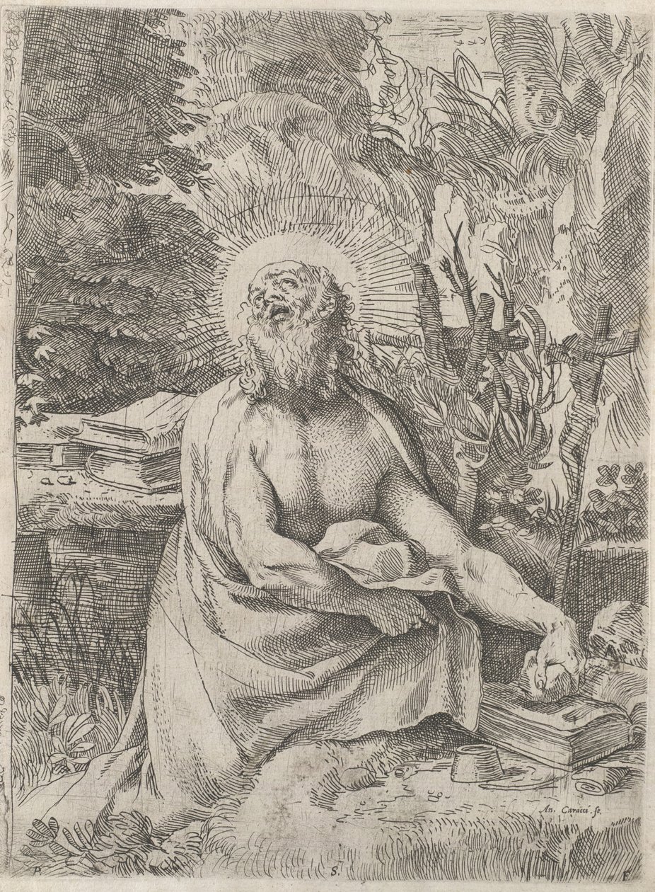Saint Jerome in the Wilderness, ca. 1591. av Annibale Carracci