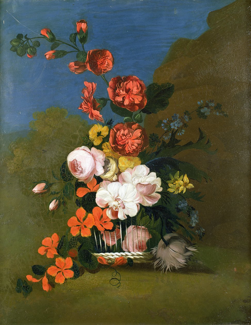 Still Life of Flowers (en av et par) av Unbekannt Unbekannt