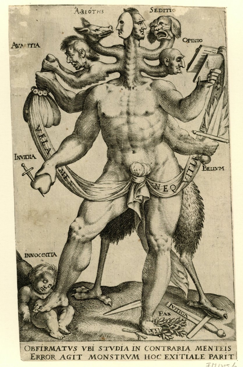Allegorisk femhodet monster av Anonymous