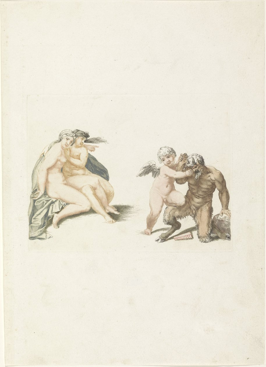 Amor straffer en satyr av Anonymous