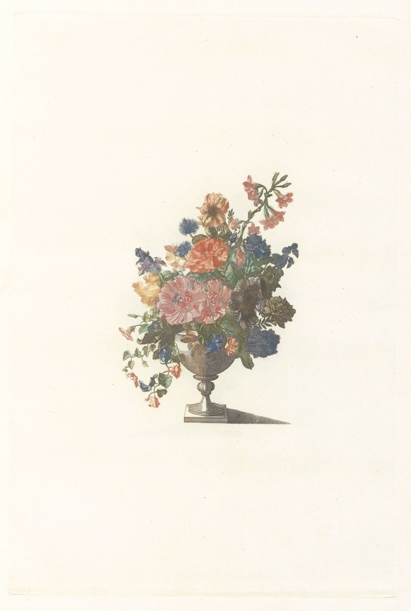 Blomstervase med blomster og malva av Anonymous