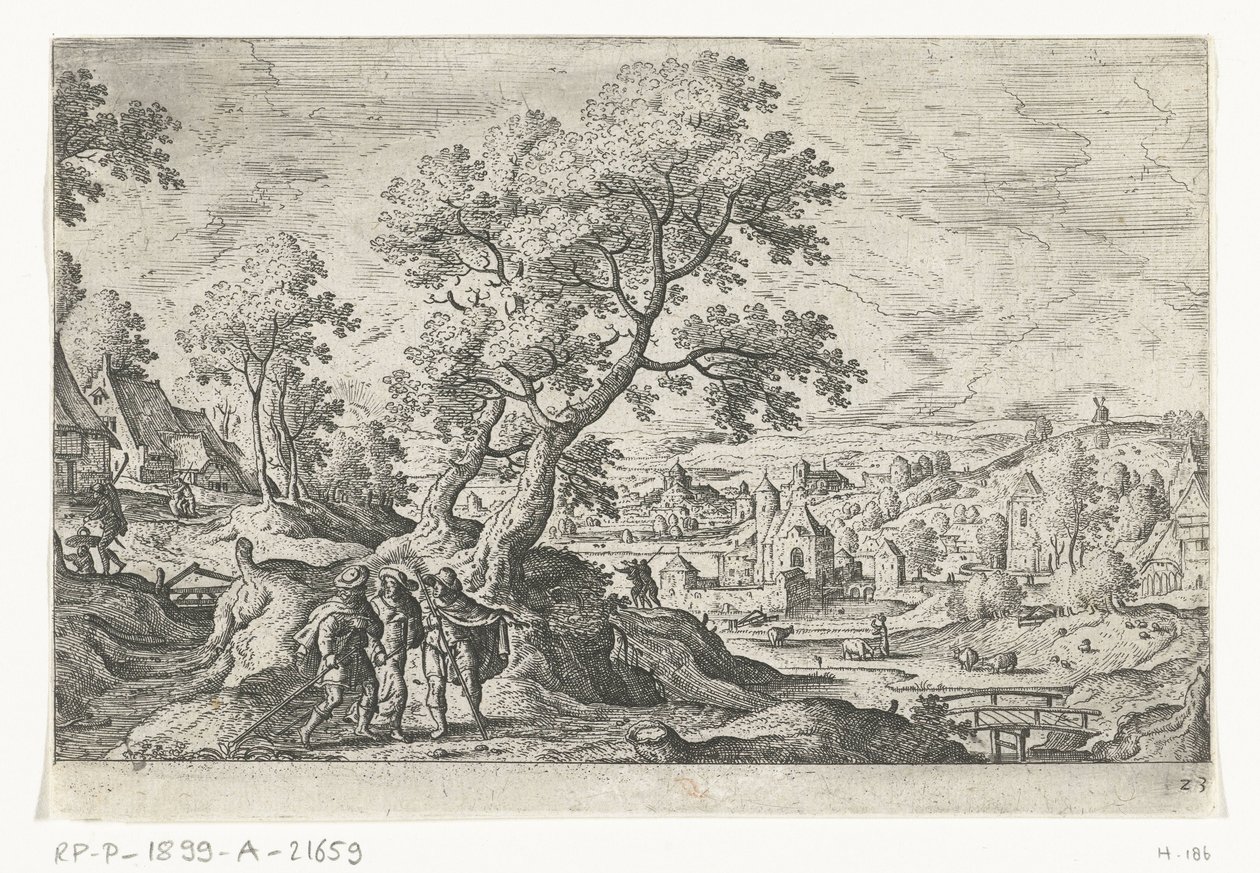 Emmaus-gjengere Landskap med mytologiske og bibelske scener (serietittel) av Anonymous