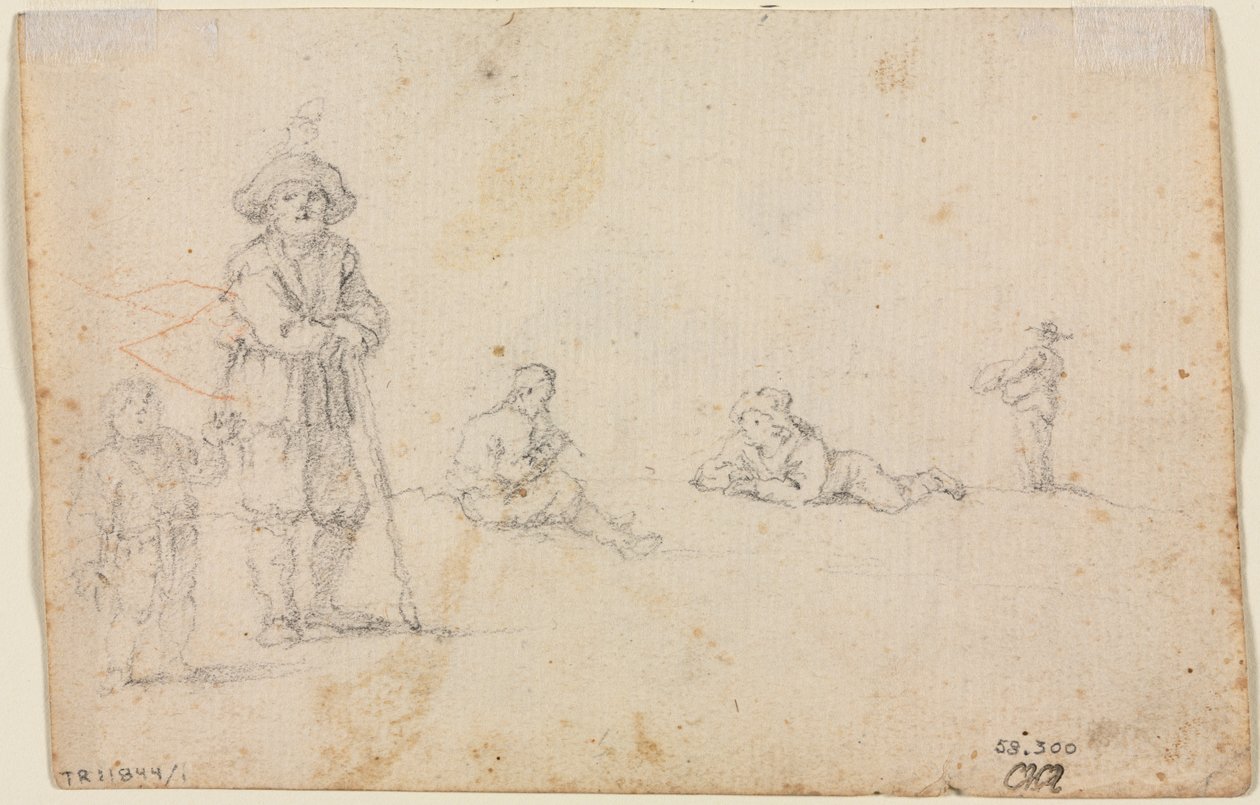 Fem figurstudier (verso) av Anonymous