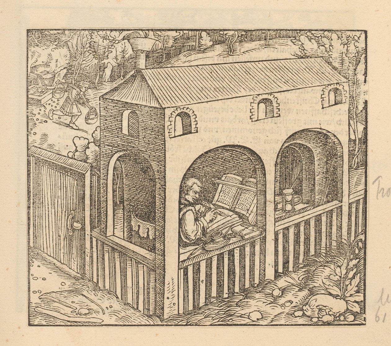 Francesco Petrarca skriver i huset sitt av Anonymous
