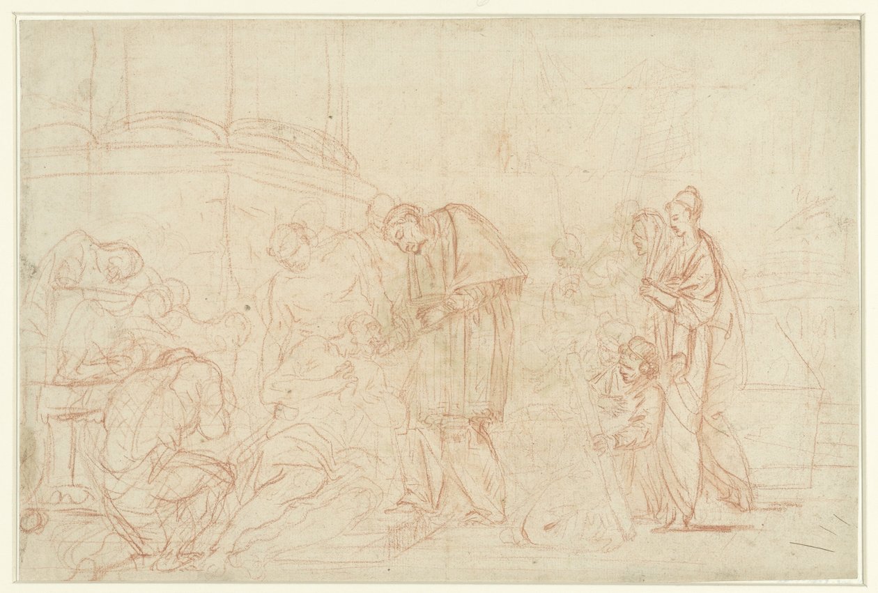 Saint Charles Borromeo besøker pestofrene av Anonymous