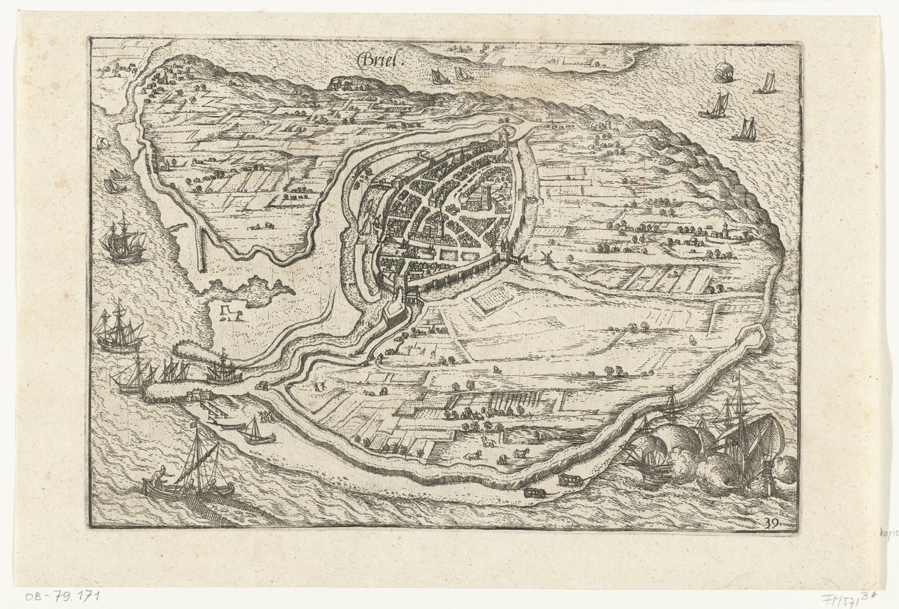 Kart over Den Briel, 1572 av Anonymous