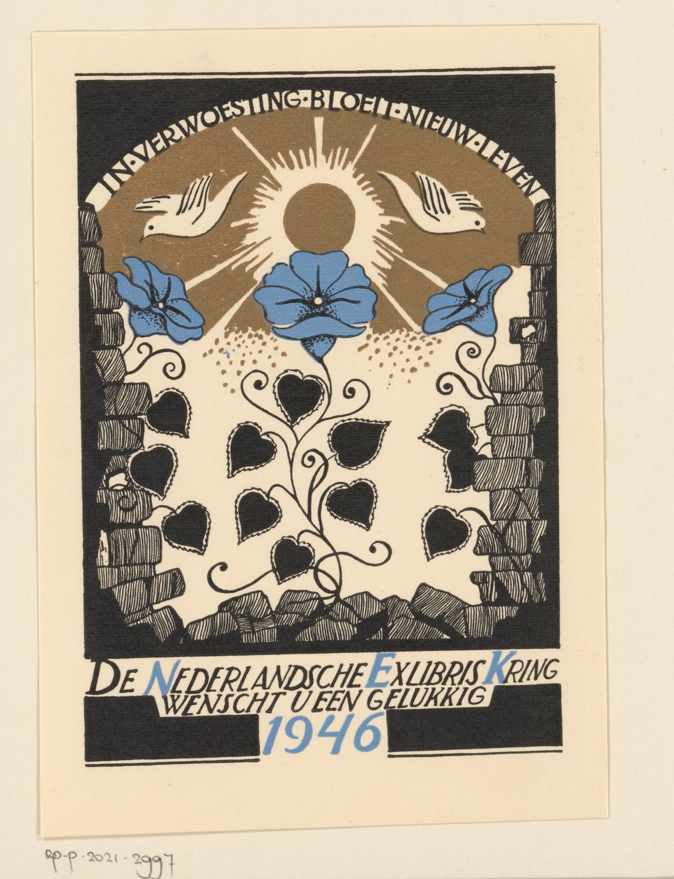 Nyttårsønske for 1946 fra den nederlandske Exlibris Circle av Anonymous