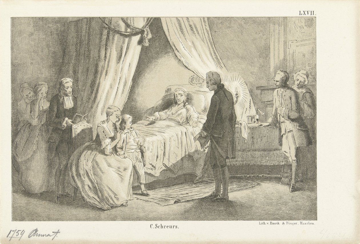 Prinsesse Anna på dødsleiet, 1759 av Anonymous