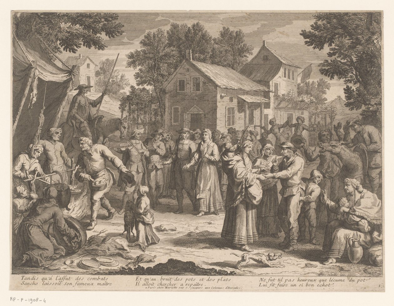 Sancho Panza handler på et marked av Anonymous