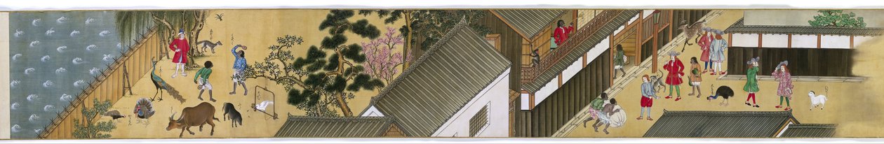 Handelsstedet ved Dejima Makimono Nagasaki en Deshima av Anonymous