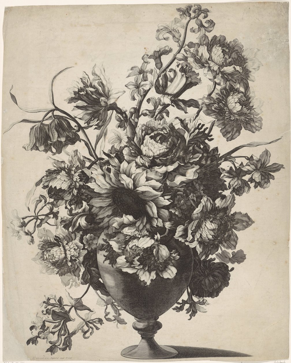 Vase med blomster av Anonymous