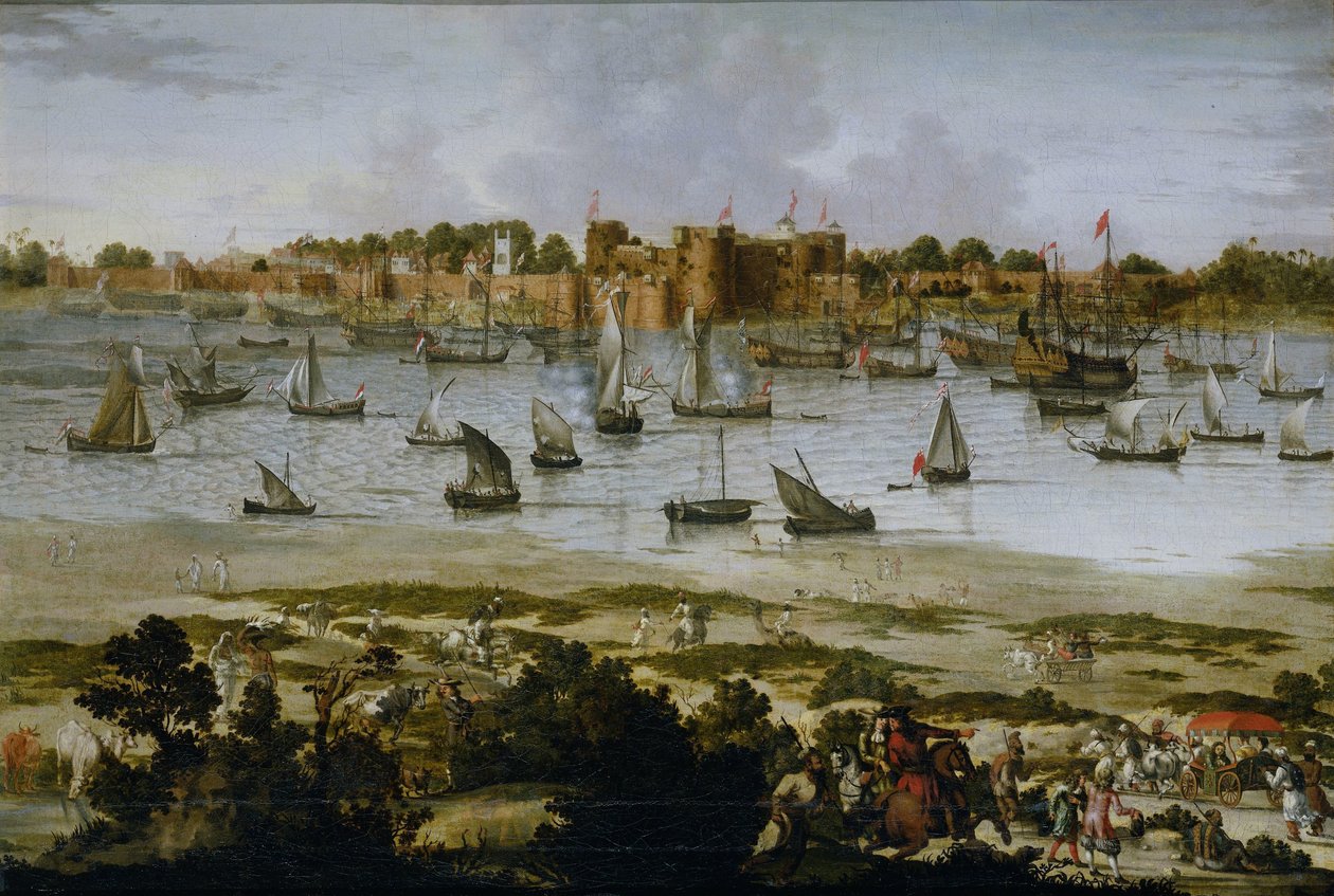 Utsikt over havnen i Sūrat (Gujarāt) av Anonymous
