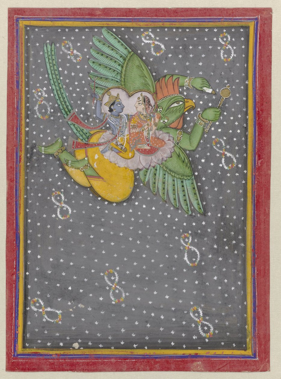 Vishnu og Lakshmi rir Garuda av Anonymous