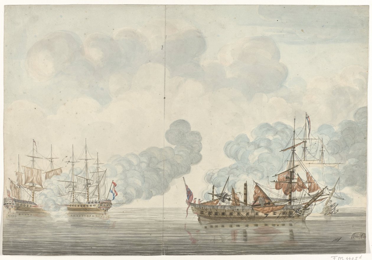 Sjøslaget ved Cadiz, 1781 av Anonymous