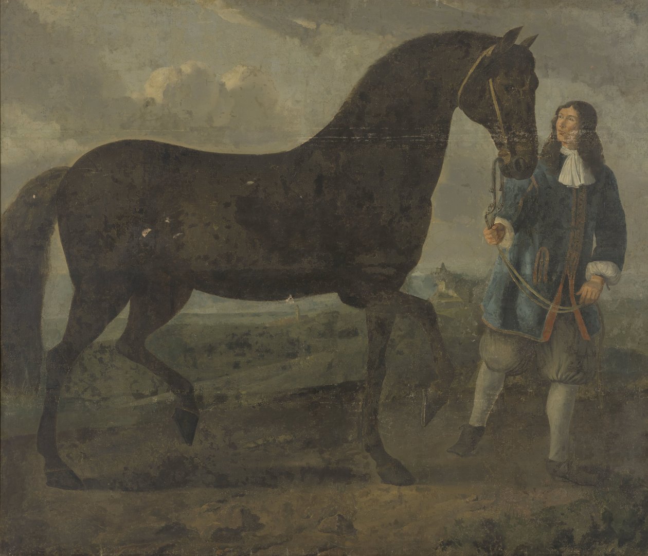 Svart hest ledet av en brudgom av Anonymous