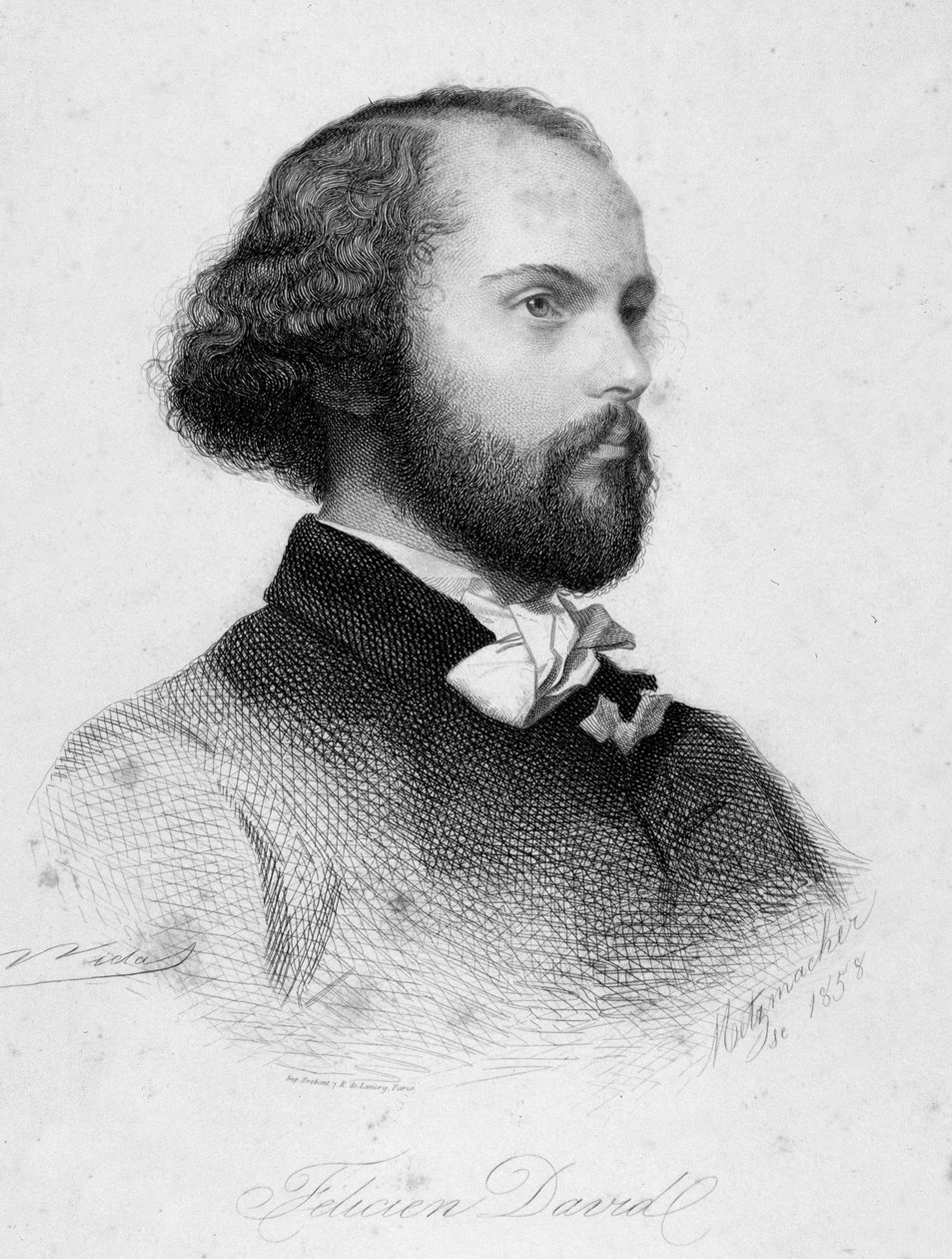 Portrett av Felicien Cesar David (gravering) av Anonymous Anonymous