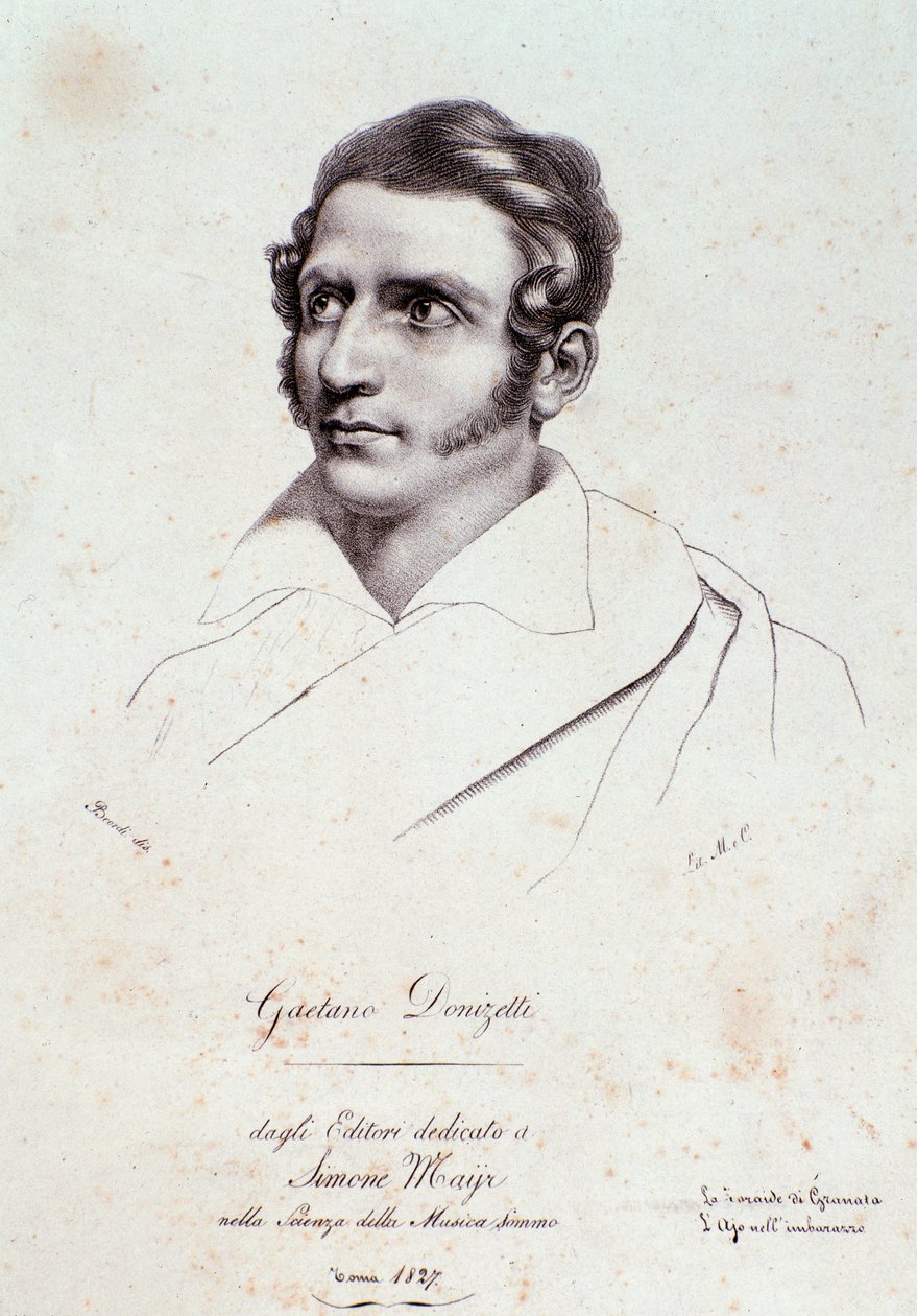 Portrett av Gaetano Donizetti (gravering av Anonymous Anonymous