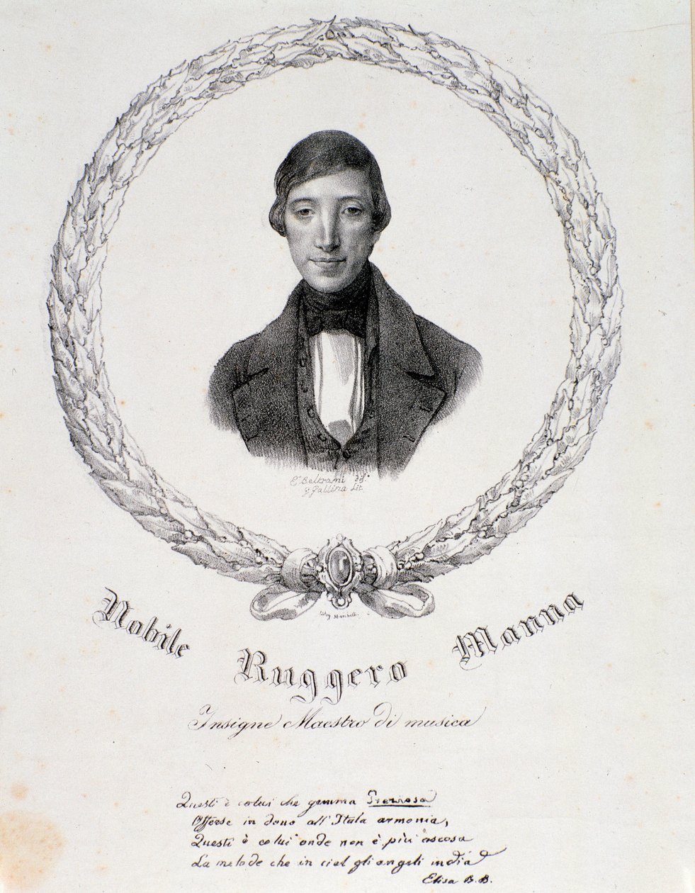 Portrett av Ruggero Manna (litografi) av Anonymous Anonymous