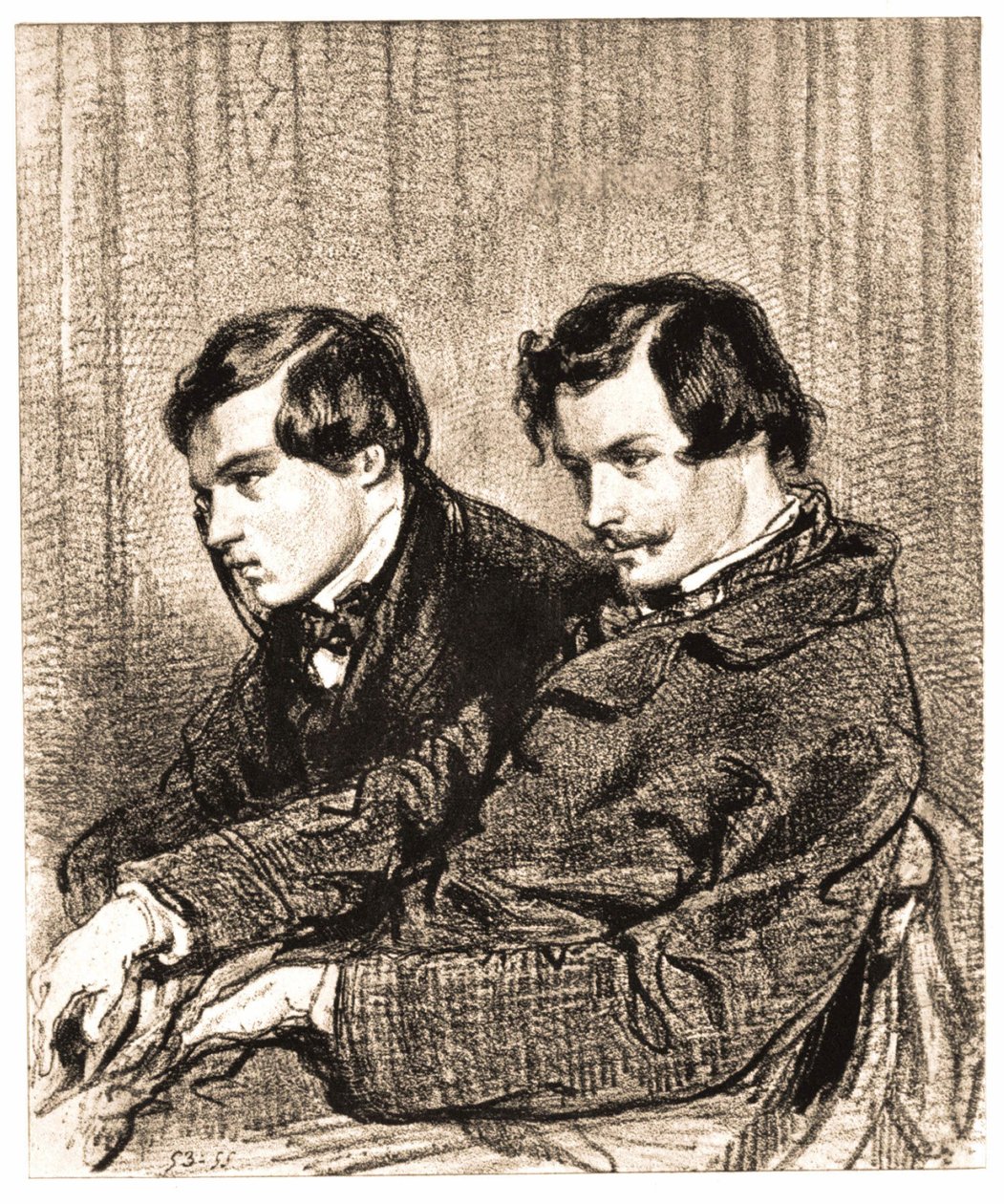 Goncourt-brødrene. Tegning, privat samling av Anonymous Anonymous