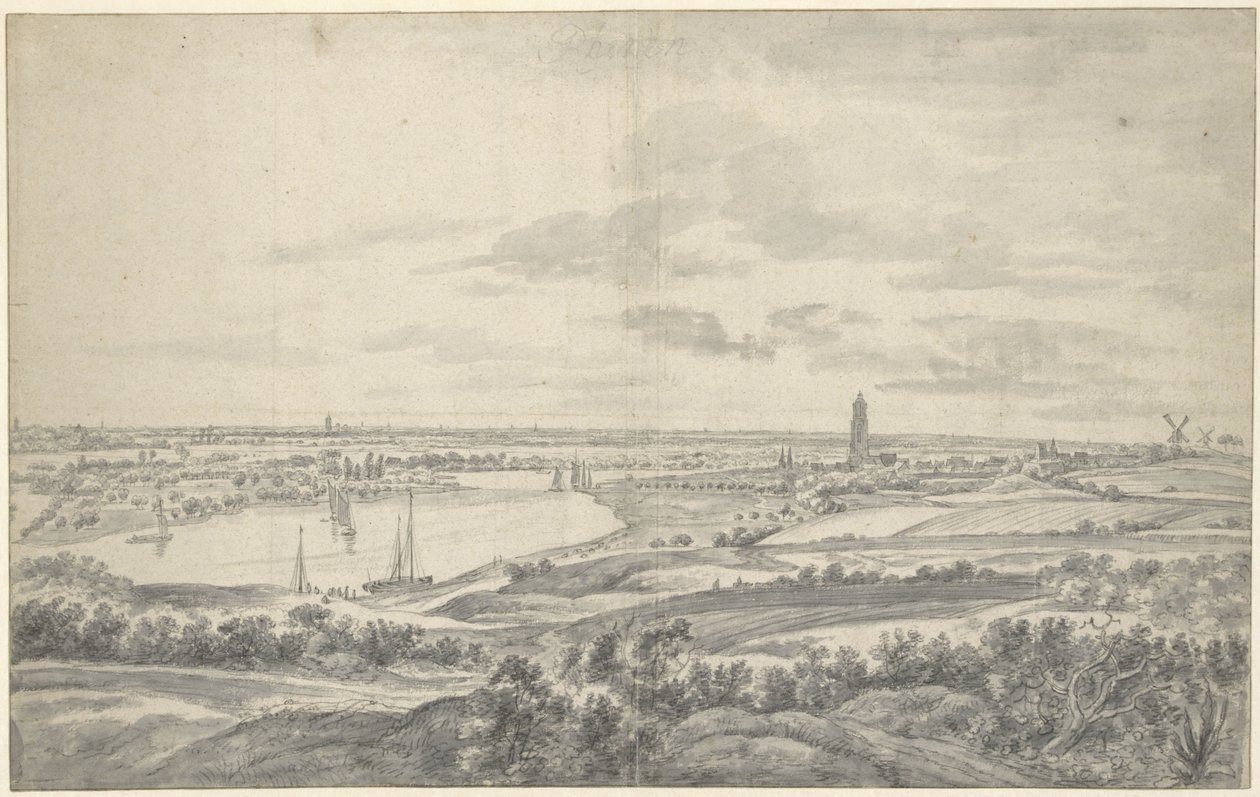 Utsikt over Rhenen av Anthonie Waterloo